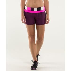 LULULEMON • Plum + Raspberry Glo Light Groovy Run Shorts